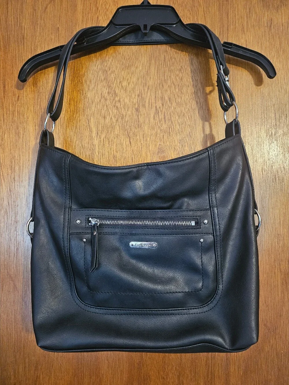 Kim Rodgers Black Faux Leather Hobo Shoulder Bag